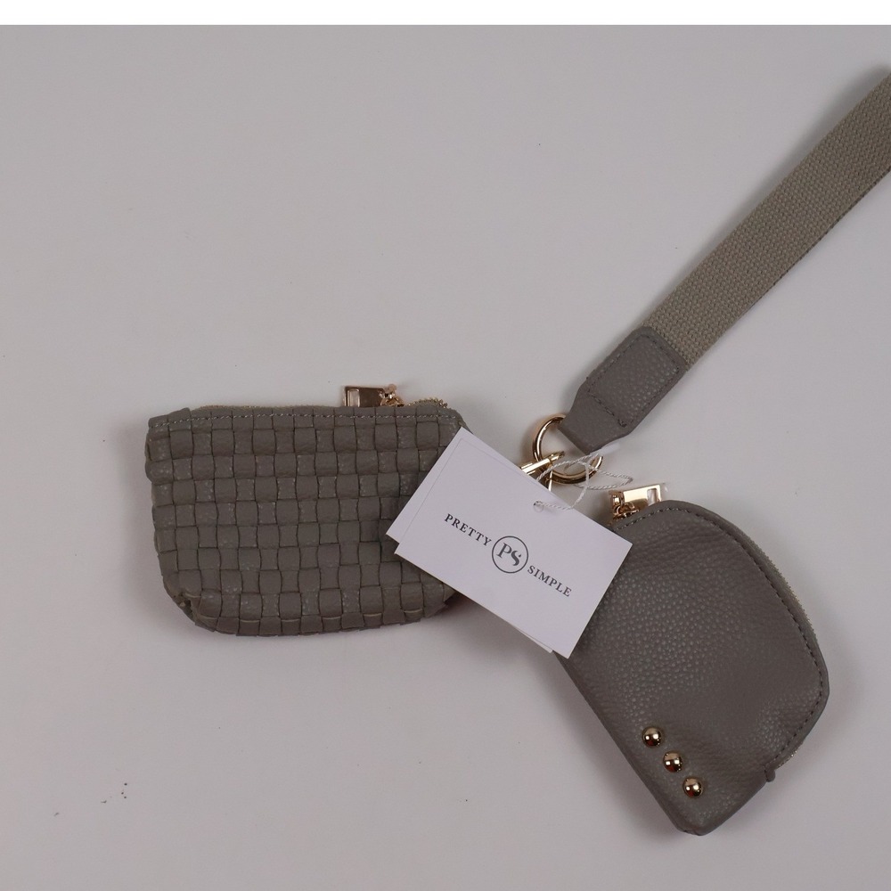 Pretty Simple 3 Sisters Collection Multi Pouch Lanyard Gray Woven NWT